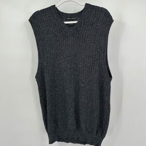 Mens Old Money Silk Knit Sweater Vest Size XL Gray Minimalist Classic Preppy